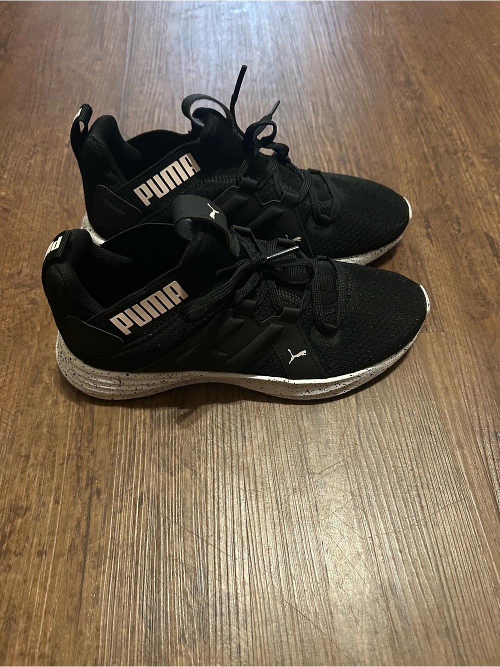 Puma Black Athletic Sneakers with White Speckled Midsole